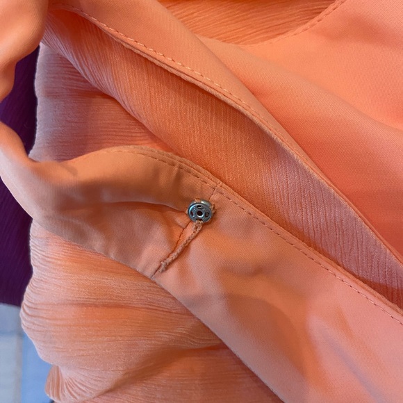 Orange sherbert colored silk crepe twist front hcrew cocktail dress - Picture 4 of 5